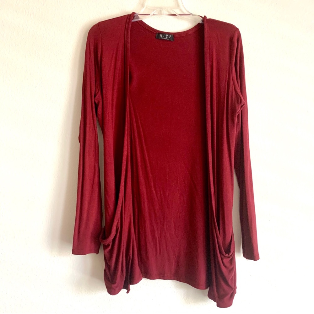💕Wine Red Swoop Cardigan